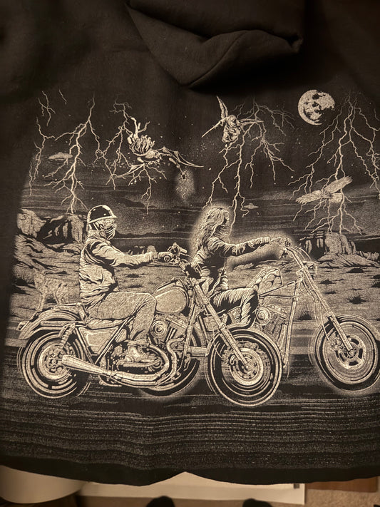 Ghost Rider Two black hooded sweatshirt by Now & Forever Industries, a David Mann tribute print